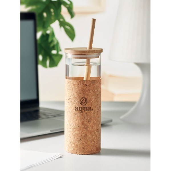 MOLUNGE - Glazen beker kurk hoes 450 ml